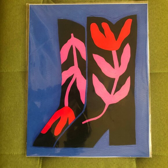 Painted Cowboy Boots, Print by Artist Bekah Worley - Picture 3 of 6